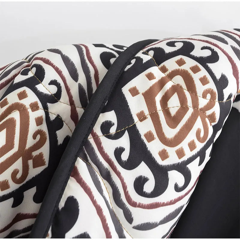 Élérienne I Kurtka z nadrukiem i kołnierzem szalowym