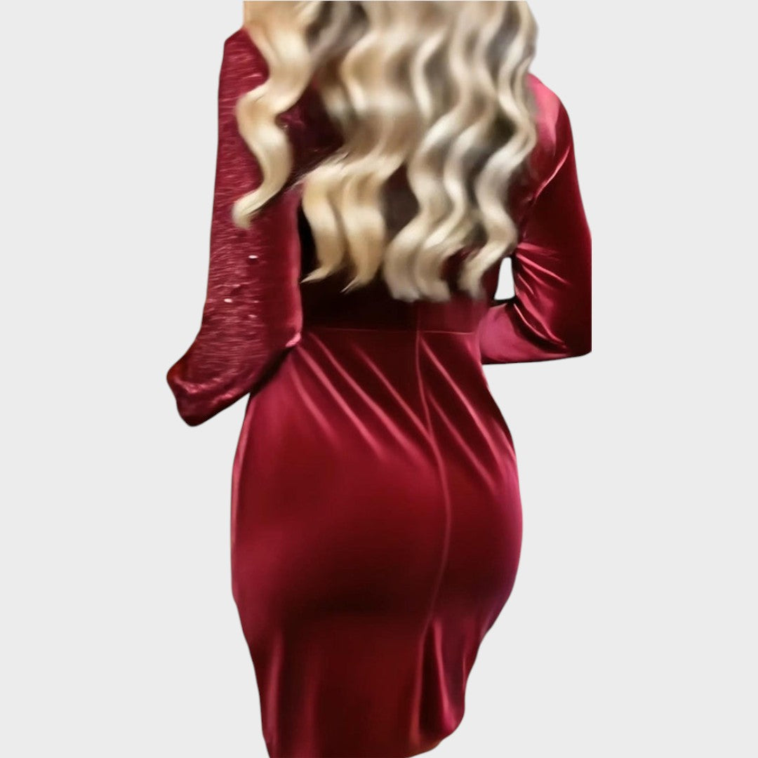 Valindra – Sukienka imprezowa z brokatem i drapowaniem