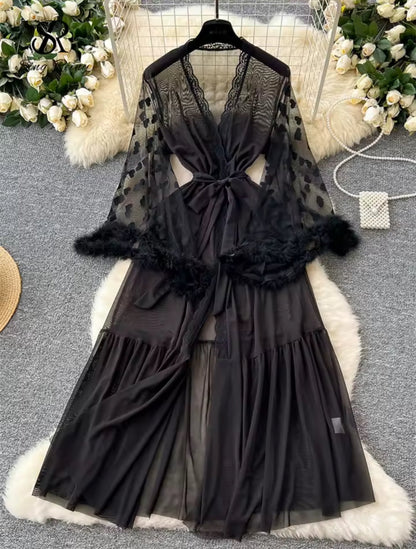 Aveline - Prześwitujące koronkowe kimono