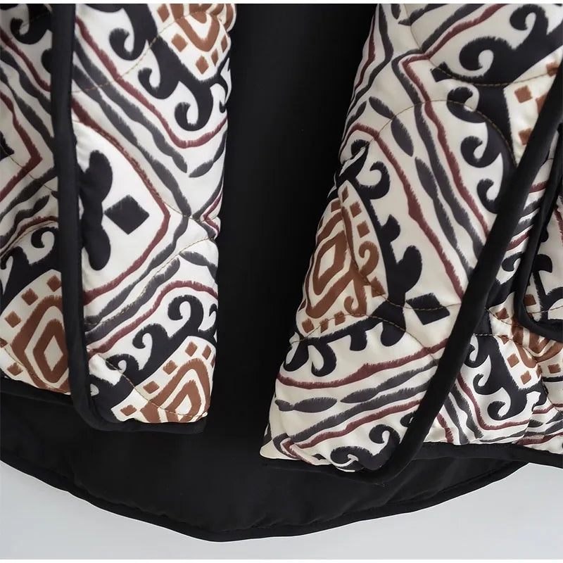 Élérienne I Kurtka z nadrukiem i kołnierzem szalowym