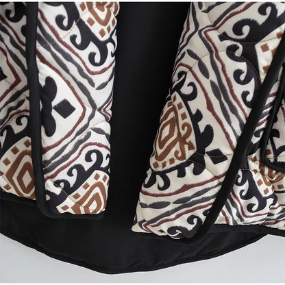 Élérienne I Kurtka z nadrukiem i kołnierzem szalowym