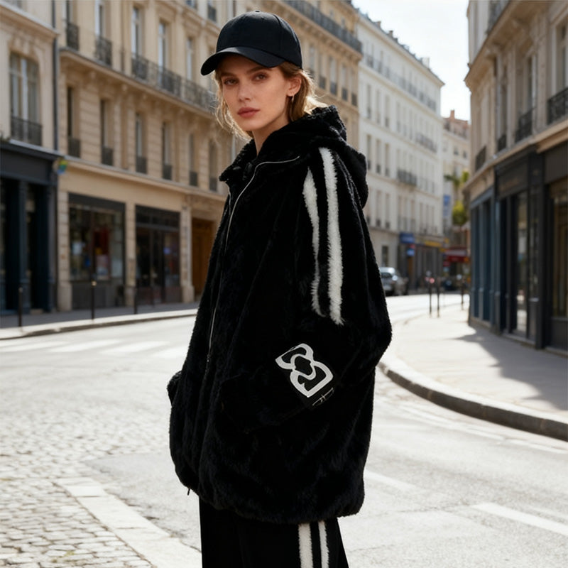 Kurtka casual dla kobiet z kapturem i zamkiem