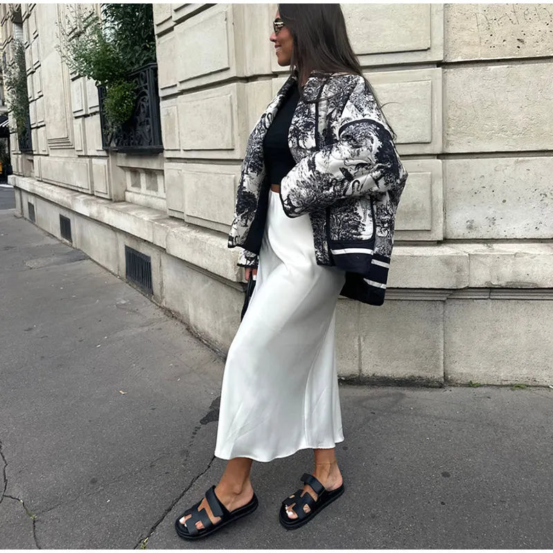 Élérienne I Kurtka z nadrukiem i kołnierzem szalowym