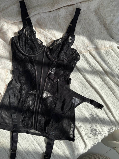 Nymeria - Mirage Czarna Satynowa Koszula Nocna