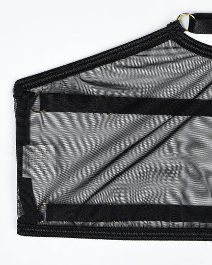 Brelynn - 4-częściowy komplet bielizny z prześwitującej siateczki z biustonoszem i stringami