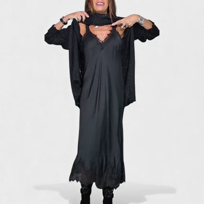 Roselith – Elegancki dwuczęściowy komplet z dzianinowym swetrem i sukienką