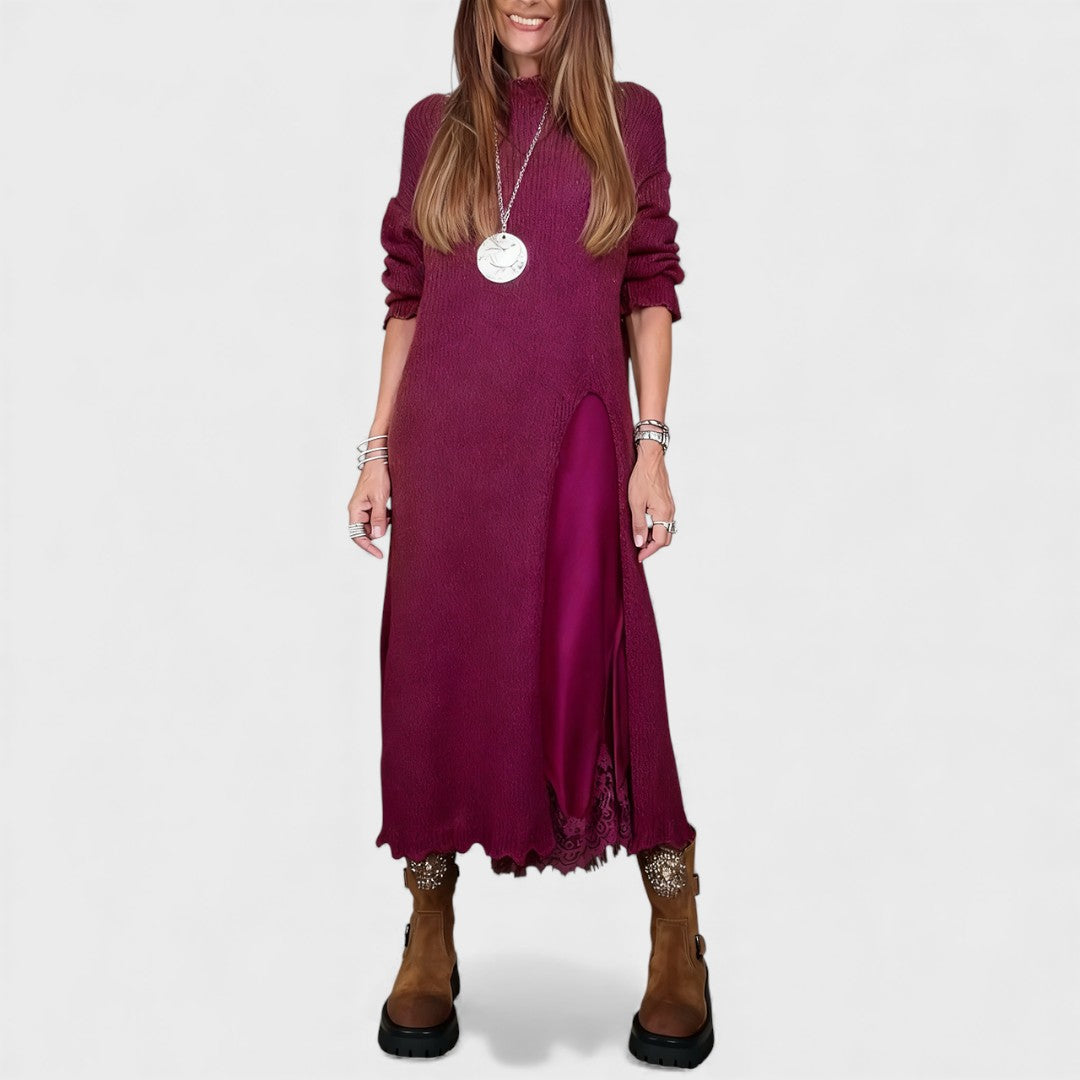 Roselith – Elegancki dwuczęściowy komplet z dzianinowym swetrem i sukienką