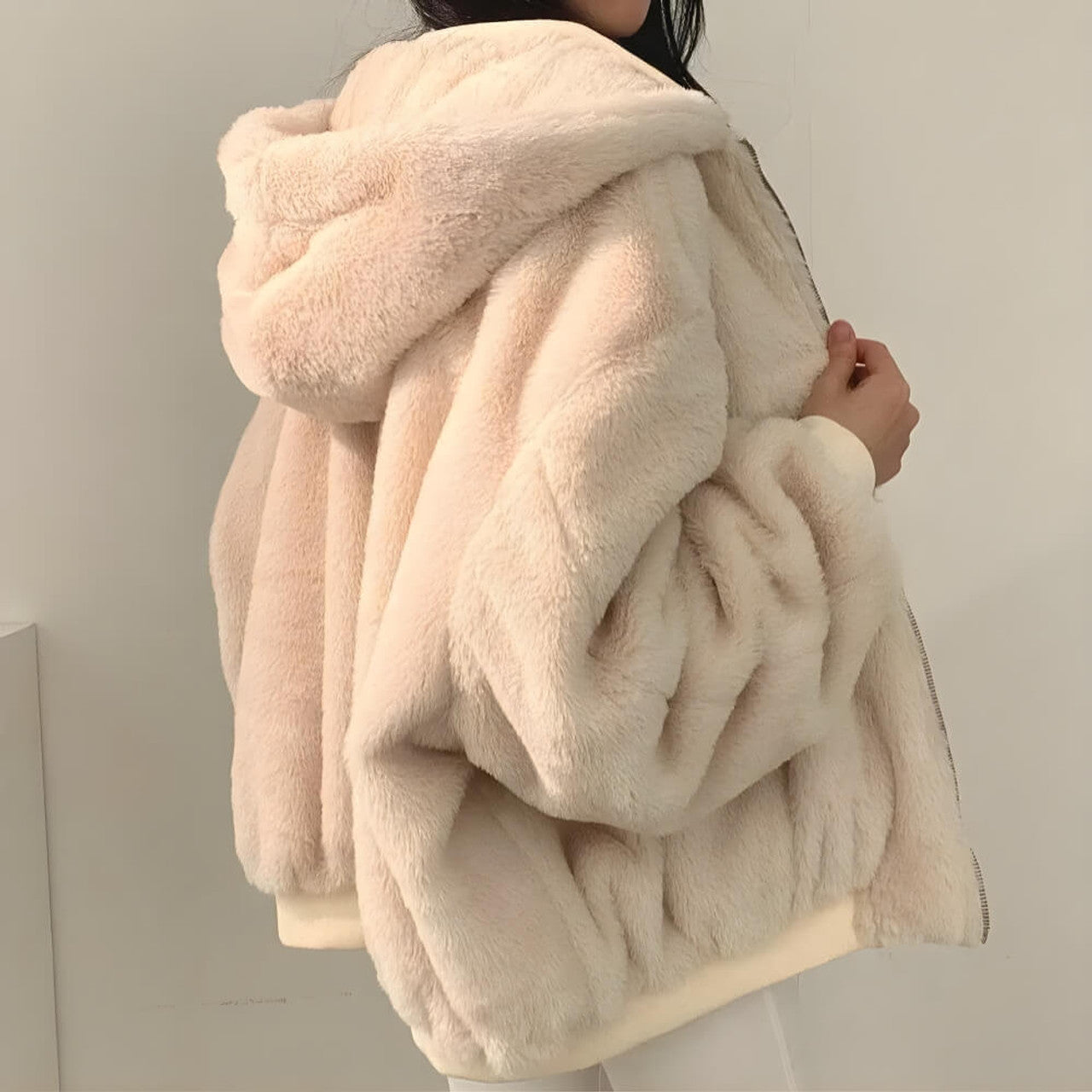 Coralie I Odwracalna kurtka z kapturem z wełny teddy