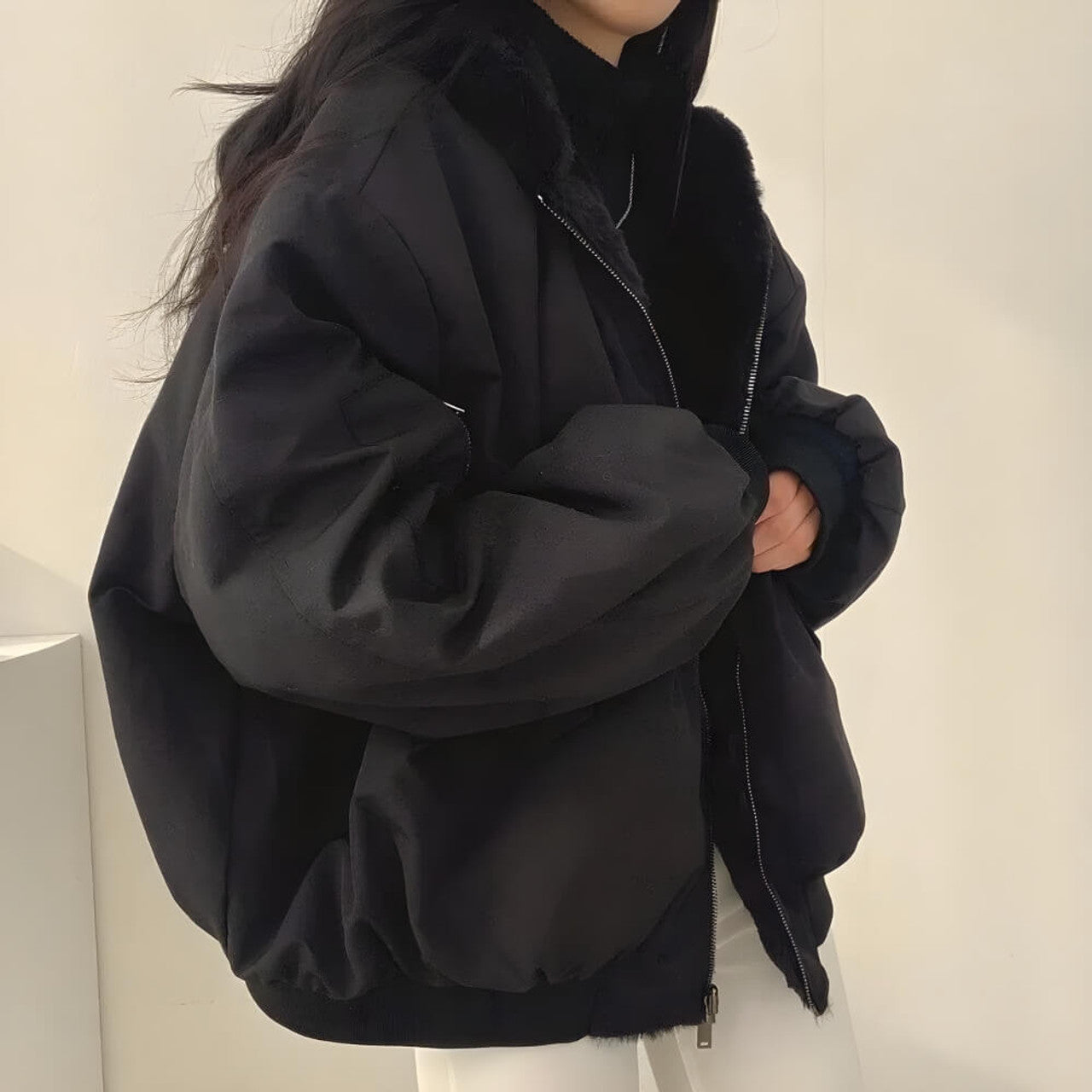 Coralie I Odwracalna kurtka z kapturem z wełny teddy