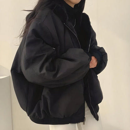 Coralie I Odwracalna kurtka z kapturem z wełny teddy