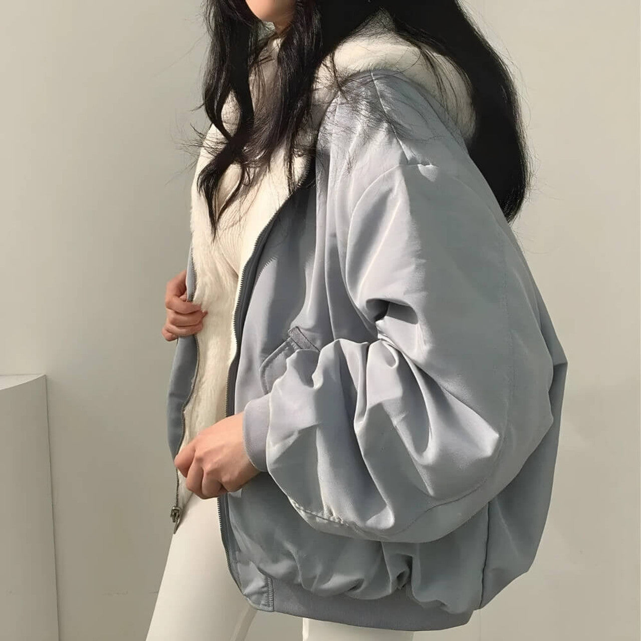 Coralie I Odwracalna kurtka z kapturem z wełny teddy