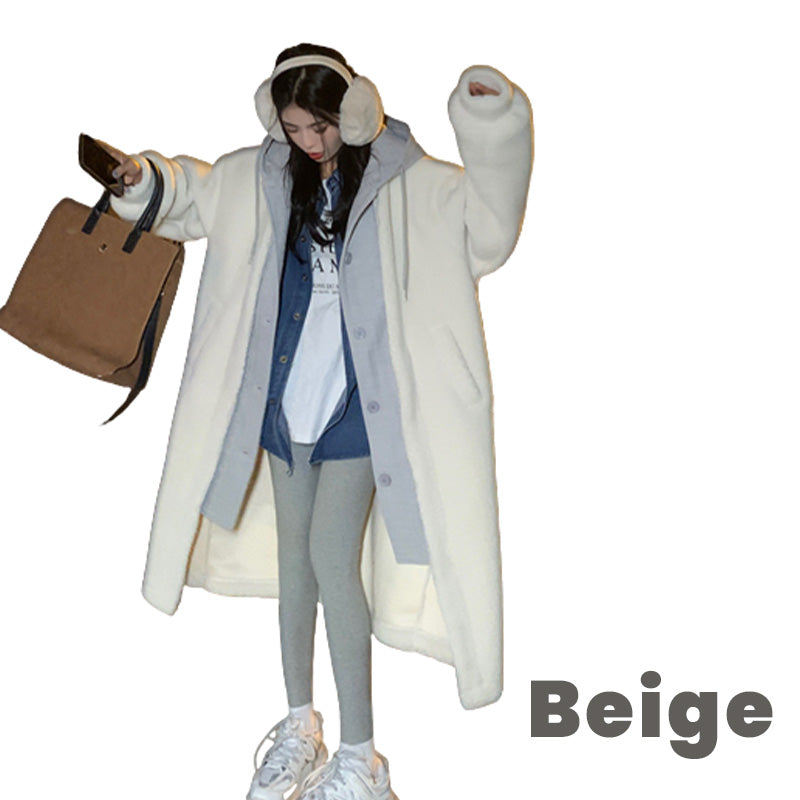 🔥✨HOT SALE🎅🎁Bestes Geschenk für sie 2-Layered Faux Lambswool Hooded Coat Jacket(42%OFF)